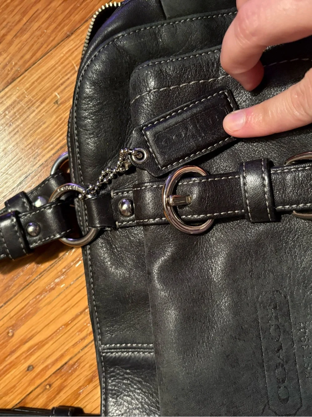 Coach Black Leather Turnlock Satchel